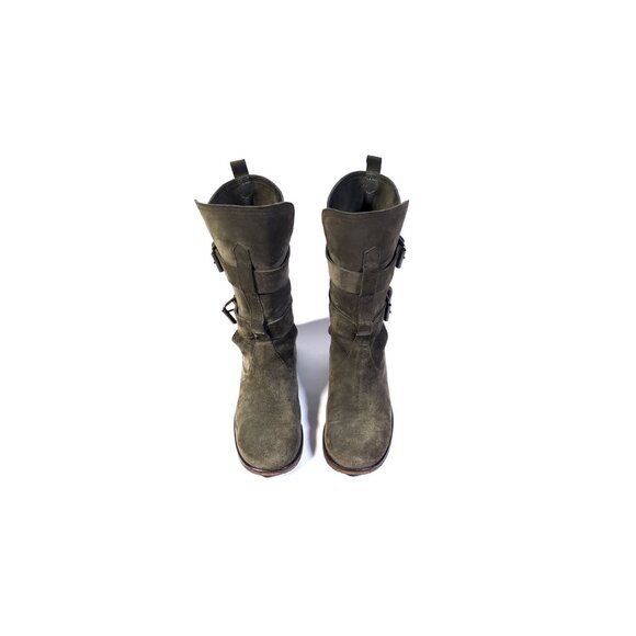 VTG Moschino Cheap and Chic Forest Green Suede Moto Boots Womens Size 7.5 - Picture 3 of 9